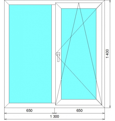 Одностворчатое окно ПВХ 1300x1400 C-Line